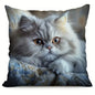 Realistic Cat Pillowcase, Fluffy Persian Cat Cushion Cover, Animal Portrait Art, Cozy Home Decor for Living Room Bedroom