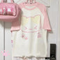 Aesthetics Japanese Grunge T-shirt Y2k Harajuku Anime Cartoon Cat Tops Tees Short Sleeve Women Kawaii Clothing Streetwear