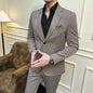 High quality Korean slim fit (suit + trousers) Fashion business handsome casual solid color wedding suit two-piece set