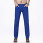 Men Classic Solid Color Fashion Jeans Business Casual Slim Fit Straight Elastic Pants Spring/Summer Thin Male High End Trousers