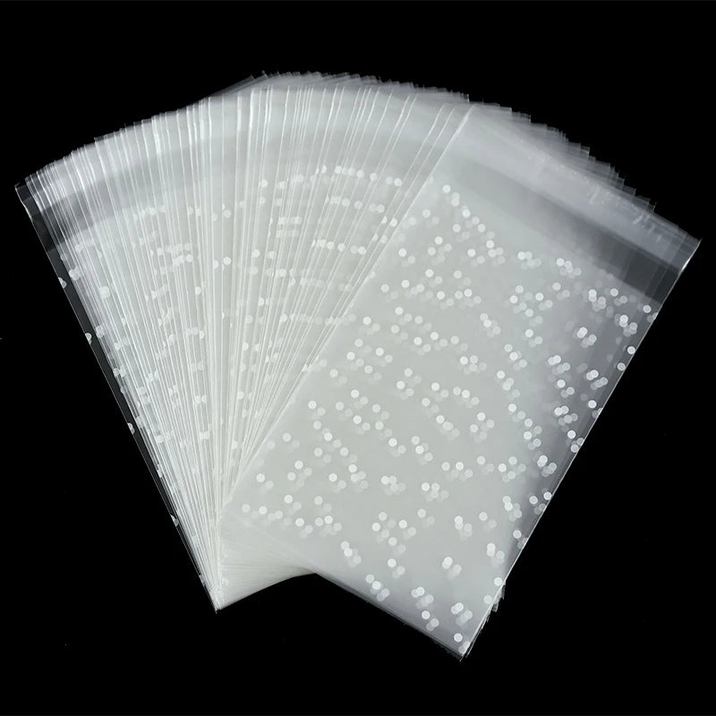 100pcs Plastic Transparent Cellophane Bags Polka Dot Candy Cookie Gift Bag Self Adhesive Candy Bags for Wedding Birthday Party