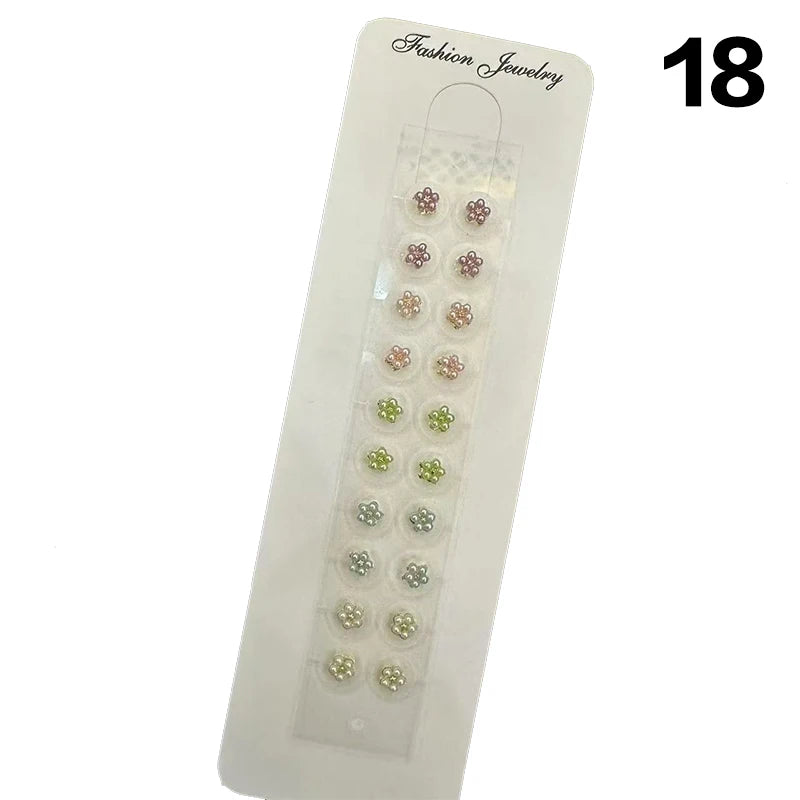 Fashion Bowknot Colorful Rhinestone Pearls Ear Point Stickers Ear Pressure Stick Acupuncture Auricular Ear Stickers Massage