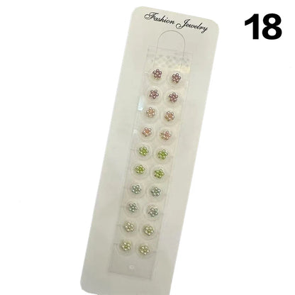Fashion Bowknot Colorful Rhinestone Pearls Ear Point Stickers Ear Pressure Stick Acupuncture Auricular Ear Stickers Massage