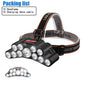 8*XPG LED Strong Light Headlamp Built-in 800mAh Battery USB Rechargeable Head Flashlight Outdoor Camping Fishing Head Light
