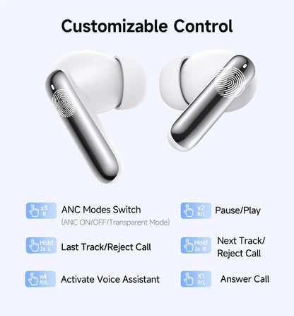QCY Melobuds N50 ANC Bluetooth 5.4 Słuchawki Bezprzewodowe z Aktywną Redukcją Szumów 6 Mikrofonów Czyste Połączenia Wielopunktowe