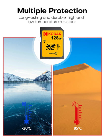 KODAK C10 SD Card C10 High Speed Flash Cards 32GB 64GB 128GB SDXC SDHC Class 10 Memory Card For DSLR Camera