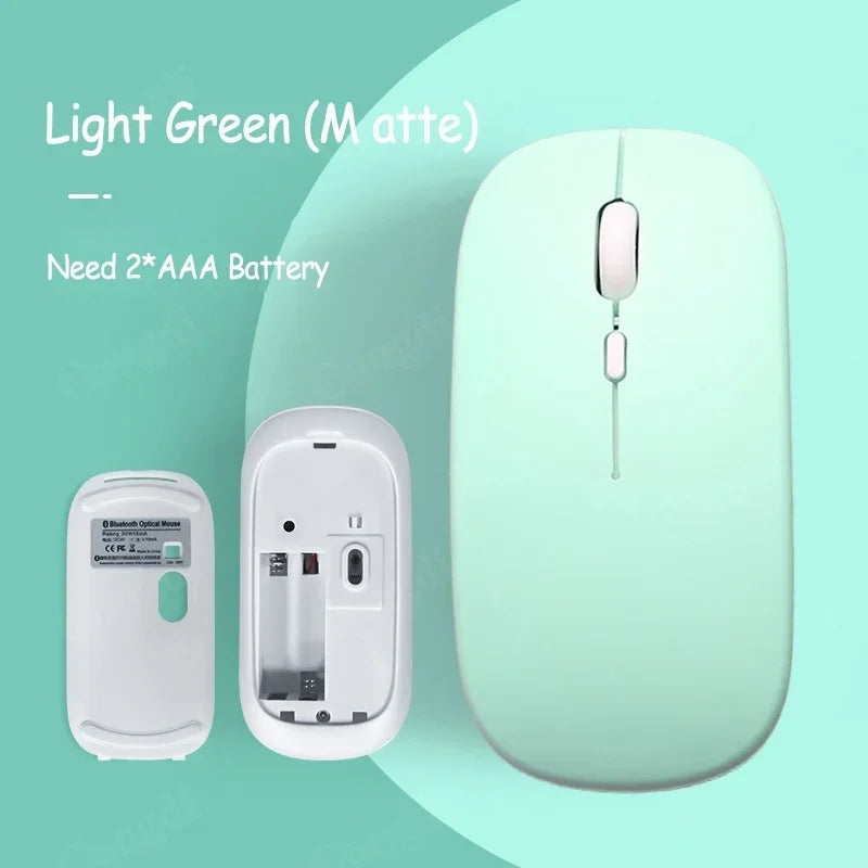 Battery-Powered Wireless Mouse Slim Bluetooth-compatible Computer Mice Portable Cordless Mouse for iPad Laptop Desktop Tablet