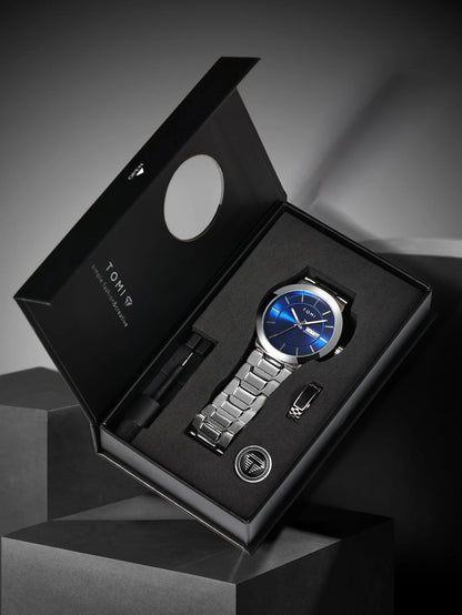 TOMI Luxury Business Men's Watch Gift Box Set Lapel Box Trendy Simple Multi-functional Quartz Watch Men's Watch Christmas