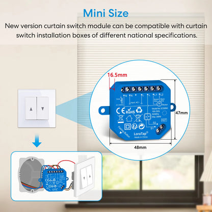 LoraTap Tuya Smart Roller Shutter Curtain Blinds Switch Tubular Motor Percentage Remote Voice Control by Google Home Alexa