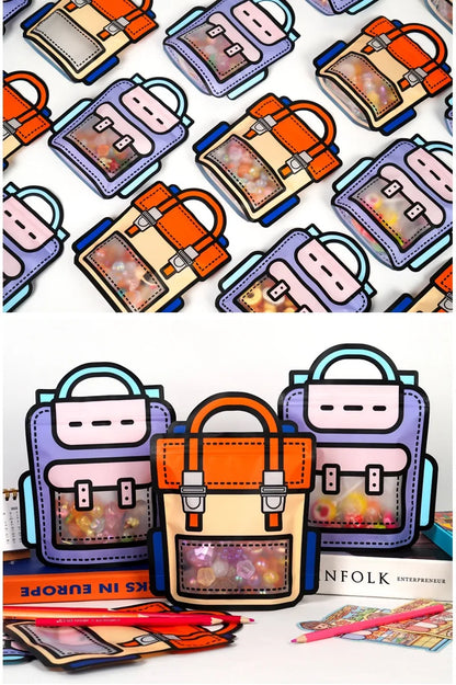 10-50 PCS Cartoon Self-Sealing Snack Bags Schoolbag Shape Biscuit Candy Handbags Children's Day Kids Birthday Gift Packaging Bag