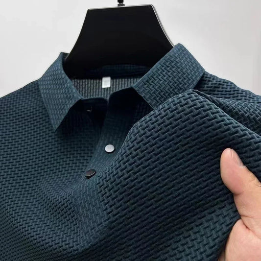 Nowa Męska Koszulka POLO Business Casual z Krótkim Rękawem w Kwiatowy Wzór w Kolorze Kości Słoniowej Modna Oddychająca Wygodna Letnia Wszechstronna Góra