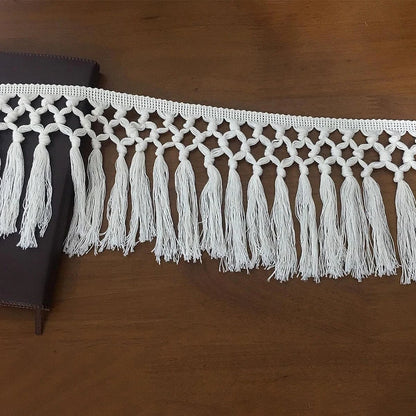1 Yard 14cm Wide Tassel Trim Cotton Fringe Boho Macrame Tassel Ribbon For DIY Craft Hometextile Curtain Sewing Accessories
