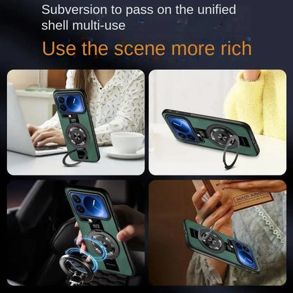Case For Xiaomi 17 Pro Max 360 Rotating Magnetic Holder Luxury Silicone Sheepskin Leather Back  For Mi17 Xiaomi 17Pro Max Cover