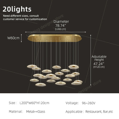Dining room pendant light Modern villa dining room Kitchen pendant light designer glass Multi-head Hanging Lamp pendant light