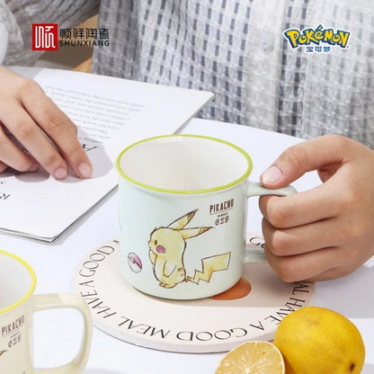 SHUNXIANG Pokémon Licensed Pikachu Ceramic Mugs Kawaii Pattern Breakfast Milk Cup Kids Coffee Cups Drinkware Gift