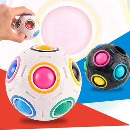 Magic Rainbow Puzzle Ball Cube Speed Ball Fun Brain-training Stress Reliever Fidget Ball Toy Christmas for Kids And Adults