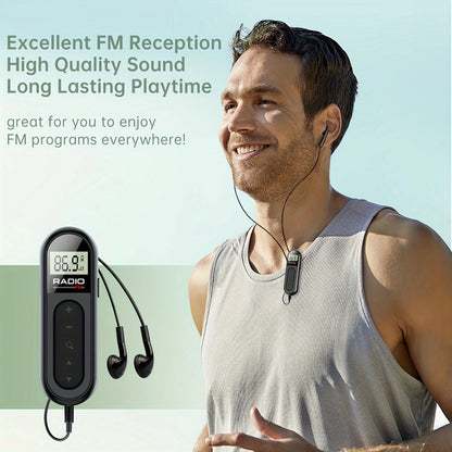 FM Portable Radio, Rechargeable Pocket Radio with Best Reception Digital Tuning, LCD Screen,Belt Clip, Stereo Sound Earphone Jac