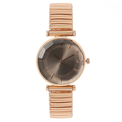 Luxury Treasure Blue Crystal Ladies Quartz Watch - Casual Stainless Steel Stretch Strap Fashion Women's Dress Clock