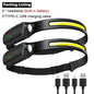 Indukcyjna latarka czołowa COB LED, ładowana przez USB, z wbudowanym akumulatorem, 5 trybów świecenia, lampka do użytku zewnętrznego, awaryjnego, wędkowania