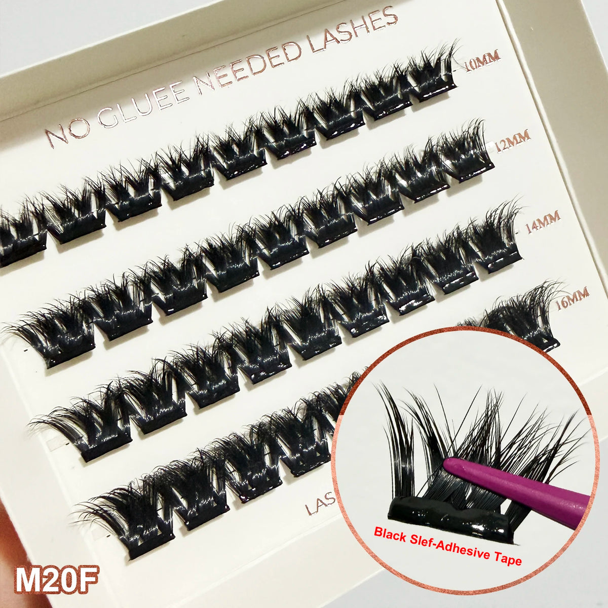 2‑5 Days Strong Hold Press On Cluster Lashes Wide Black Pre‑glued Band Self Adhesive Eyelashes NEW No Glue Need Lash Clusters
