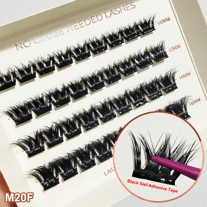 2‑5 Days Strong Hold Press On Cluster Lashes Wide Black Pre‑glued Band Self Adhesive Eyelashes NEW No Glue Need Lash Clusters