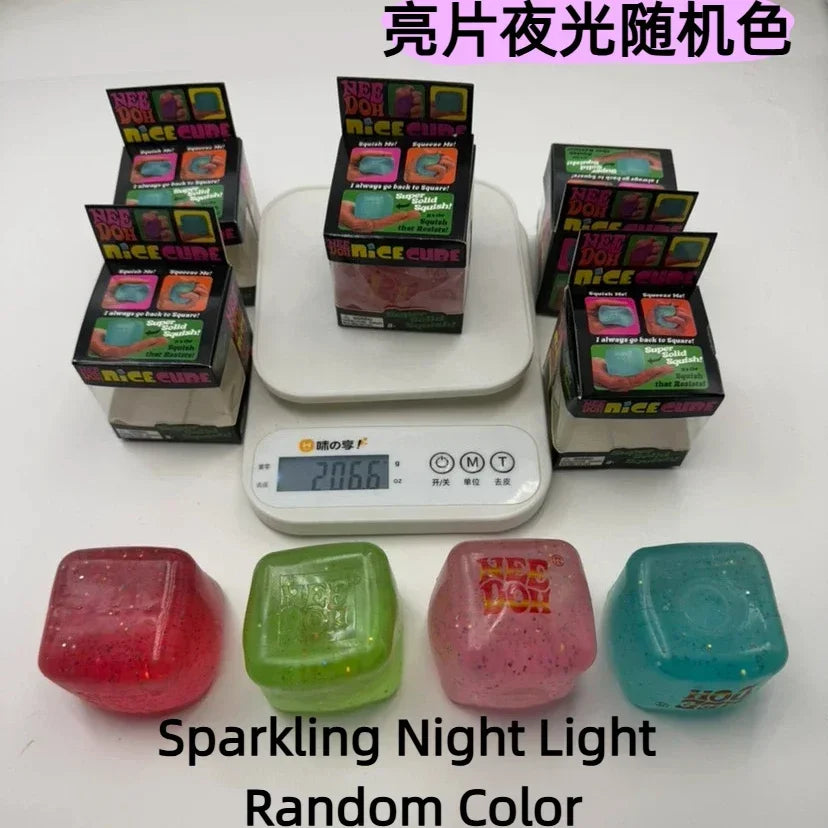 HOT Schylling Needoh Nice Cube Squishy Stress Toy Glow In The Dark Slow Rebound Sensory Glitter Pressure Relief For Adults gifts