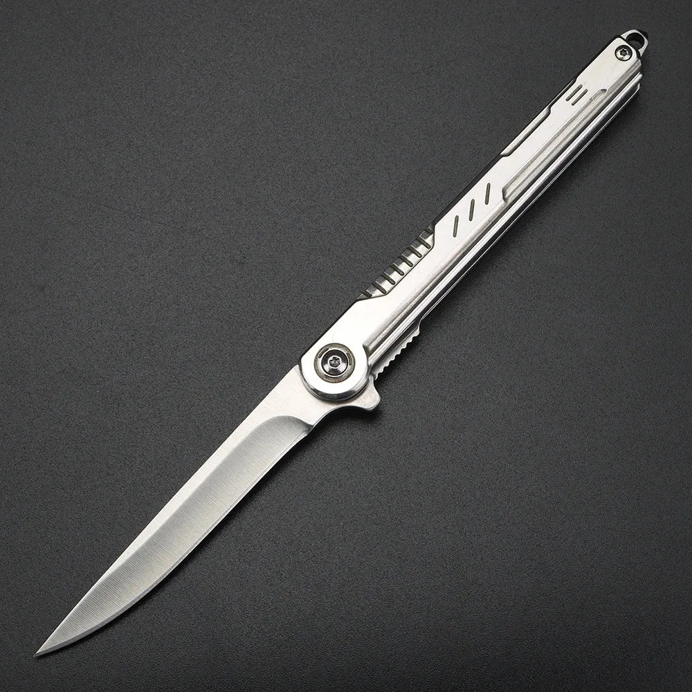 2025 NEW M390 Steel Feather Pattern Folding Knife Outdoor Camping Pocket Knife Portable Fruit Knife High Hardness Folding Knife
