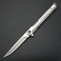 2025 NEW M390 Steel Feather Pattern Folding Knife Outdoor Camping Pocket Knife Portable Fruit Knife High Hardness Folding Knife