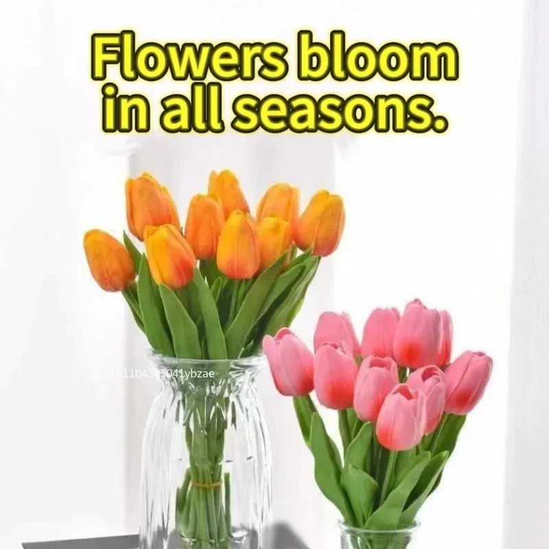 Artificial Flowers Tulip Bouquet Fake Flowers Wedding Garden Decoration Outdoor Home Garden Bouquet Vase Decor Plants