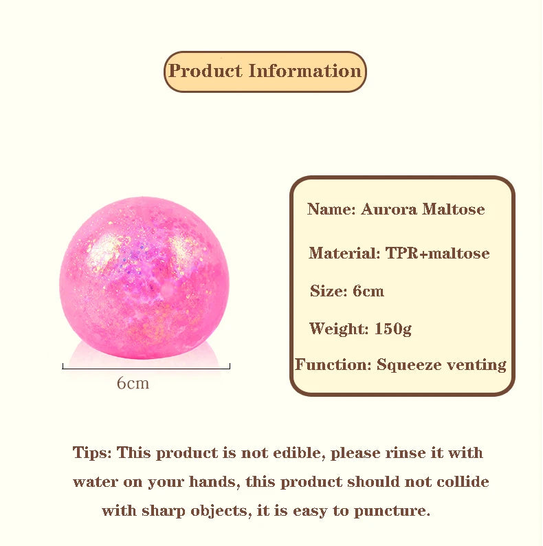 Aurora Maltose Ball Antistress Toy Stress Ball Anti Stress Adult Stress Relief Sensory Toy Restlessness Autism Toy Kids Gifts