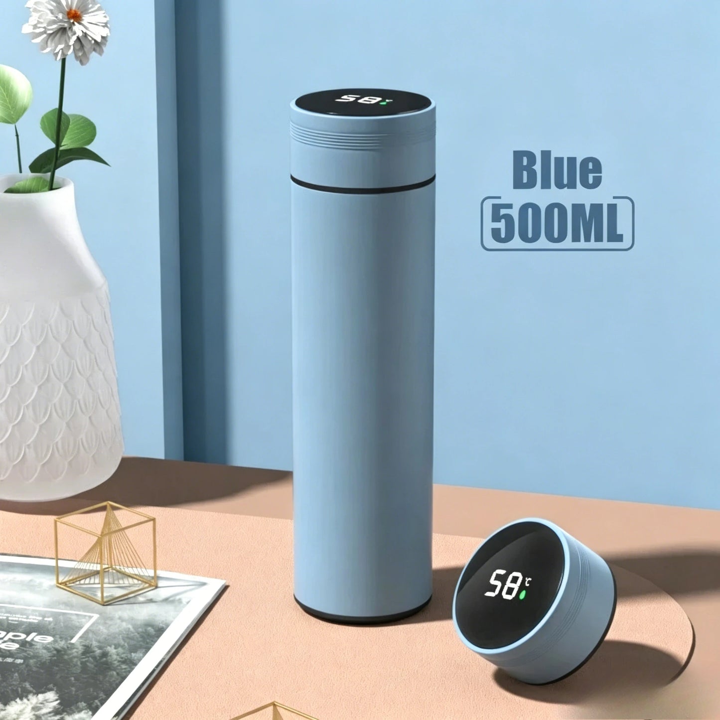 Outdoor Vacuum Insulated Cup 500ML Stainless Steel Smart Temperature Display Thermos Bottle Portable Water Mug