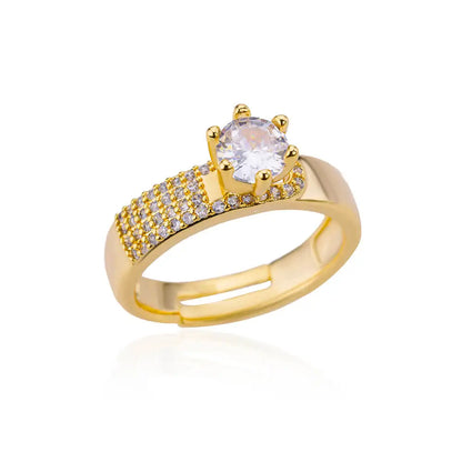 Blue Zircon Crown Rings For Women Stainless Steel Gold Color Adjustable Crown Ring 2026 Trend Design Female Wedding Jewerly Gift