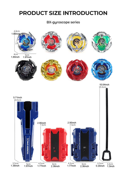 Bey X Spinning Toy Kit Gyro Metal Battle Tops with Launchers Organize Box Set Gift