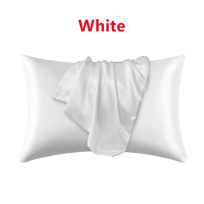New 2pcs Nordic Pure Emulation Silk Pillowcase White Black Grey Decorative Pillow Covers Luxury Comfortable Home Bedding Cases