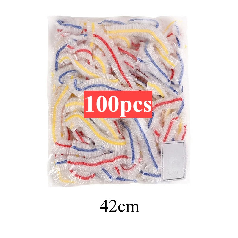 100Pcs Colorful Disposable Food Cover Lid Elastic Wrap Fresh Film Bag Cling Cover Bowl Cover, Kitchen Storage Bag
