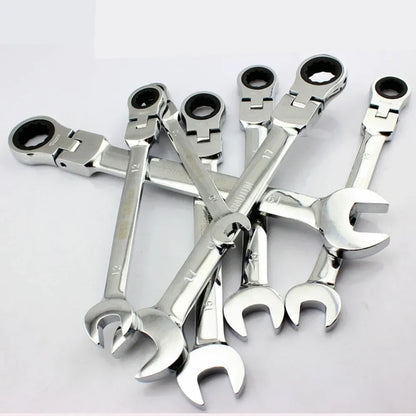 Flex-Head Ratcheting Combination Wrench Set SAE 1/4''-13/16'' Premium 72-Teeth Gear Chrome Organizer Auto Repair Tool