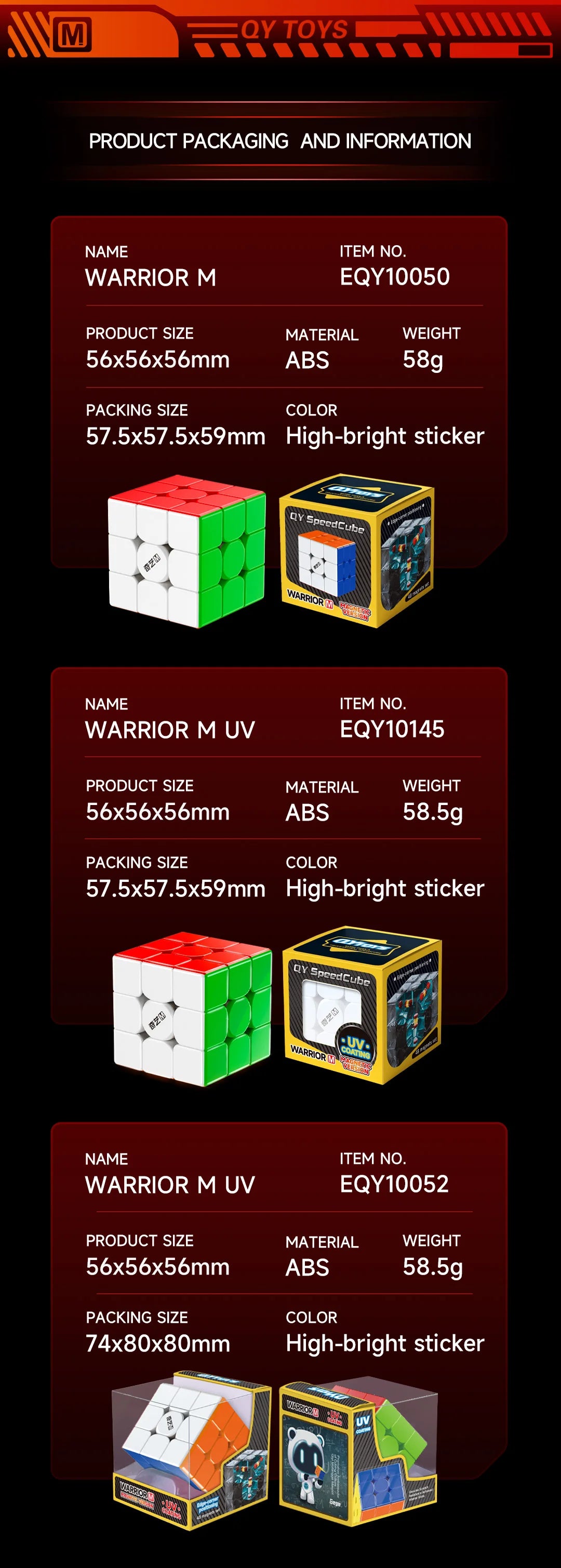 QiYi Warrior Magic Cube 3x3 Magnetic UV Educational Puzzle Magic Cube Toys For Children Kids Gift Toy Cubo Magico