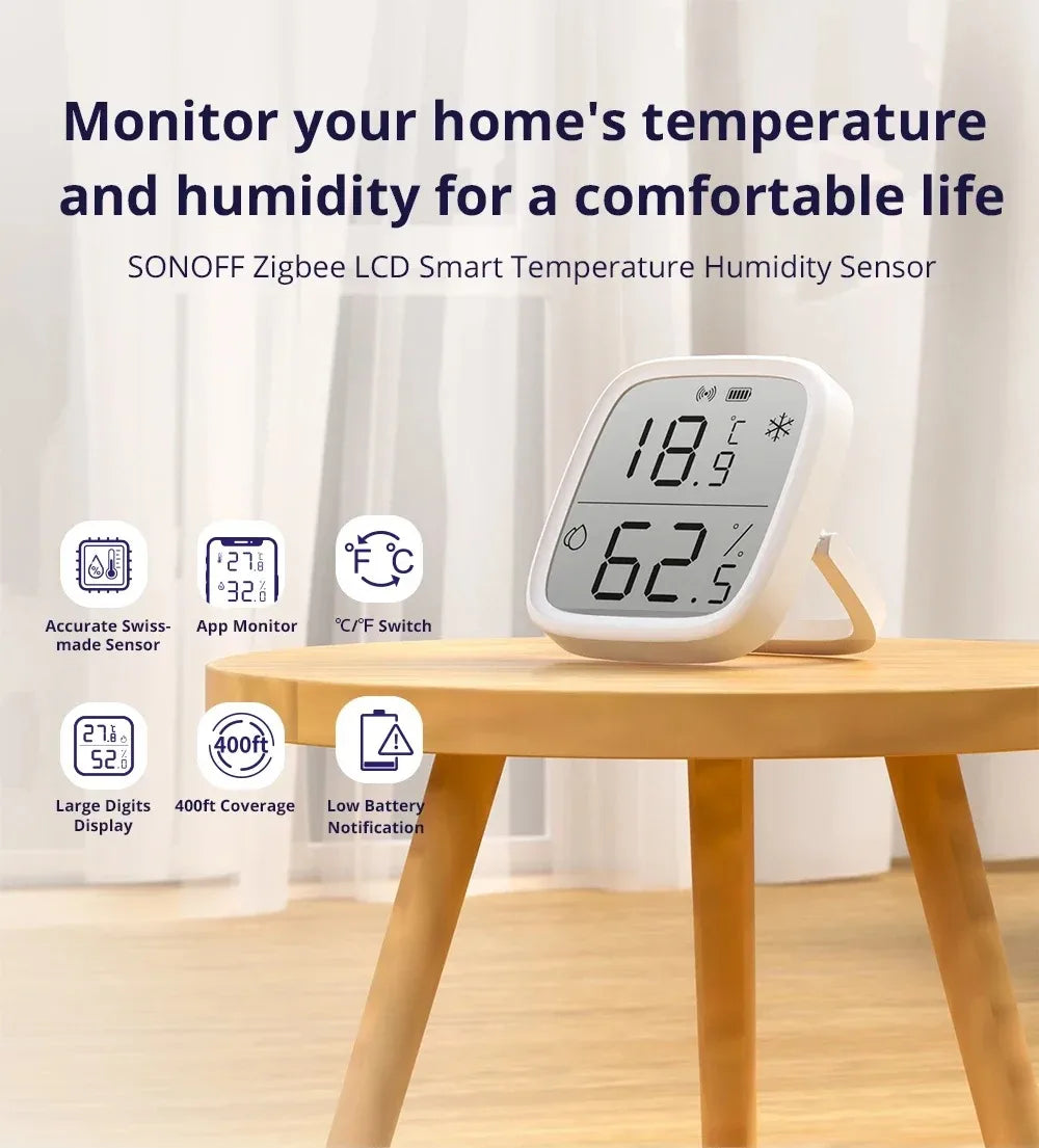 SONOFF SNZB-02D Zigbee Temperature Humidity Sensor SNZB 02D ZigBee Standard Compatible Smart Scene with ZBBrige-P Alexa