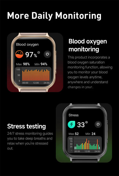 1.83" Smart Watch Sleep Heart Rate Monitor BT Call Messages Notifications Sports Fitness Tracker Watch for Women Men Android iOS