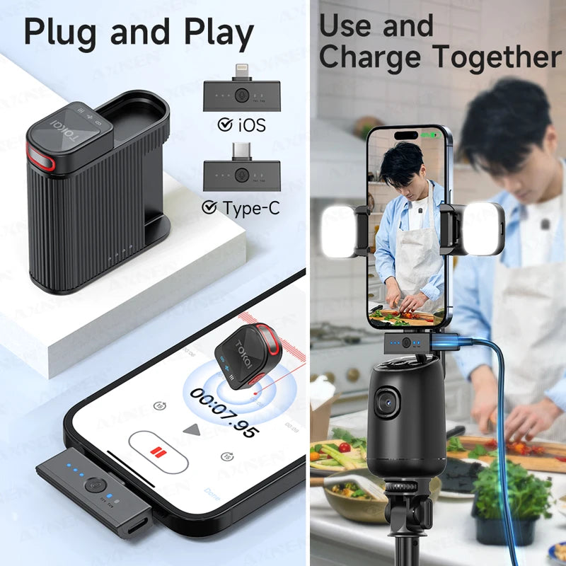 AXNEN Wireless Mini Lapel Microphone Bluetooth Magnetic Attraction Noise Reduction Card for Mobile Phone Live Broadcast Gaming