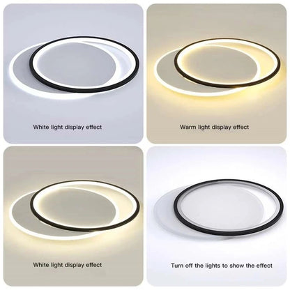 Modern Minimalist Led Ceiling Lamp For Bedroom Black White Design Ring Chandelier Living Room Study Loft Smart Light Fixtures