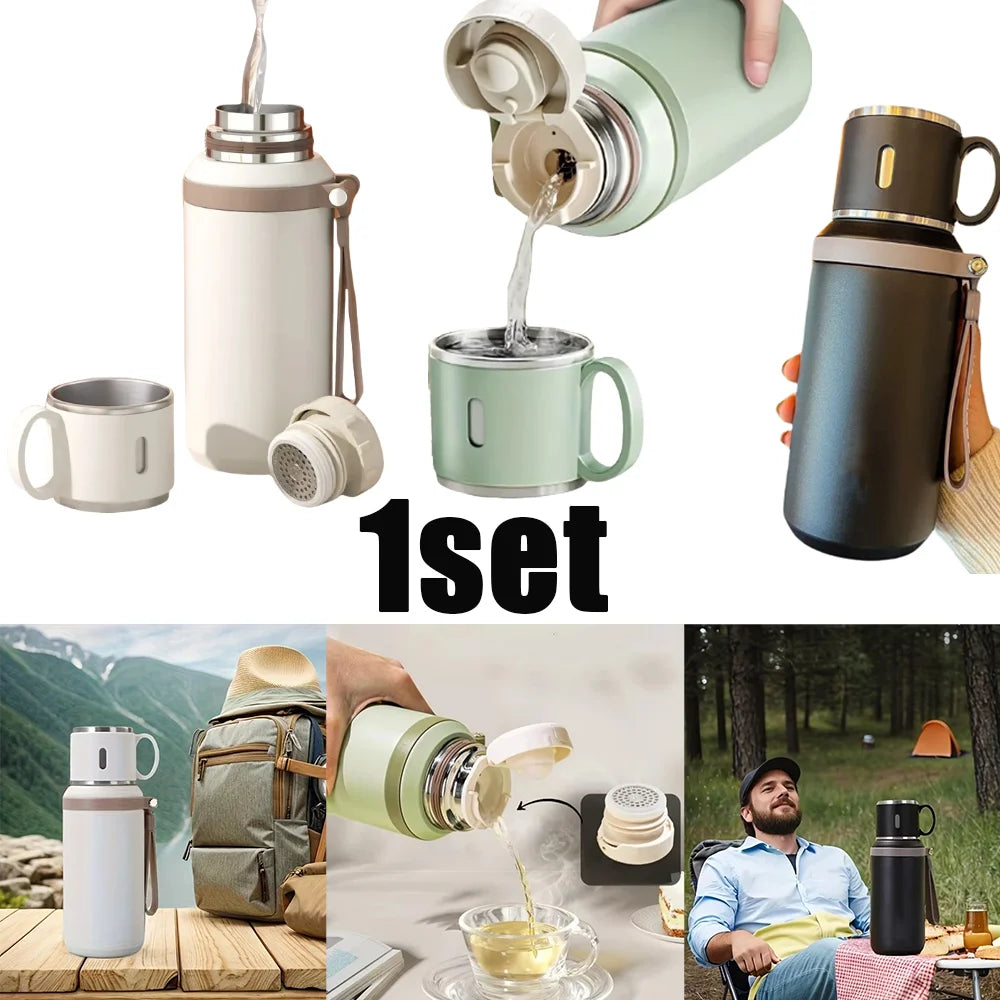 Portable Handheld Thermos Cup 600ml 24H Insulation Stainless Steel Bottle for Outdoor Sports