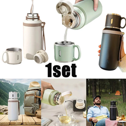 Portable Handheld Thermos Cup 600ml 24H Insulation Stainless Steel Bottle for Outdoor Sports