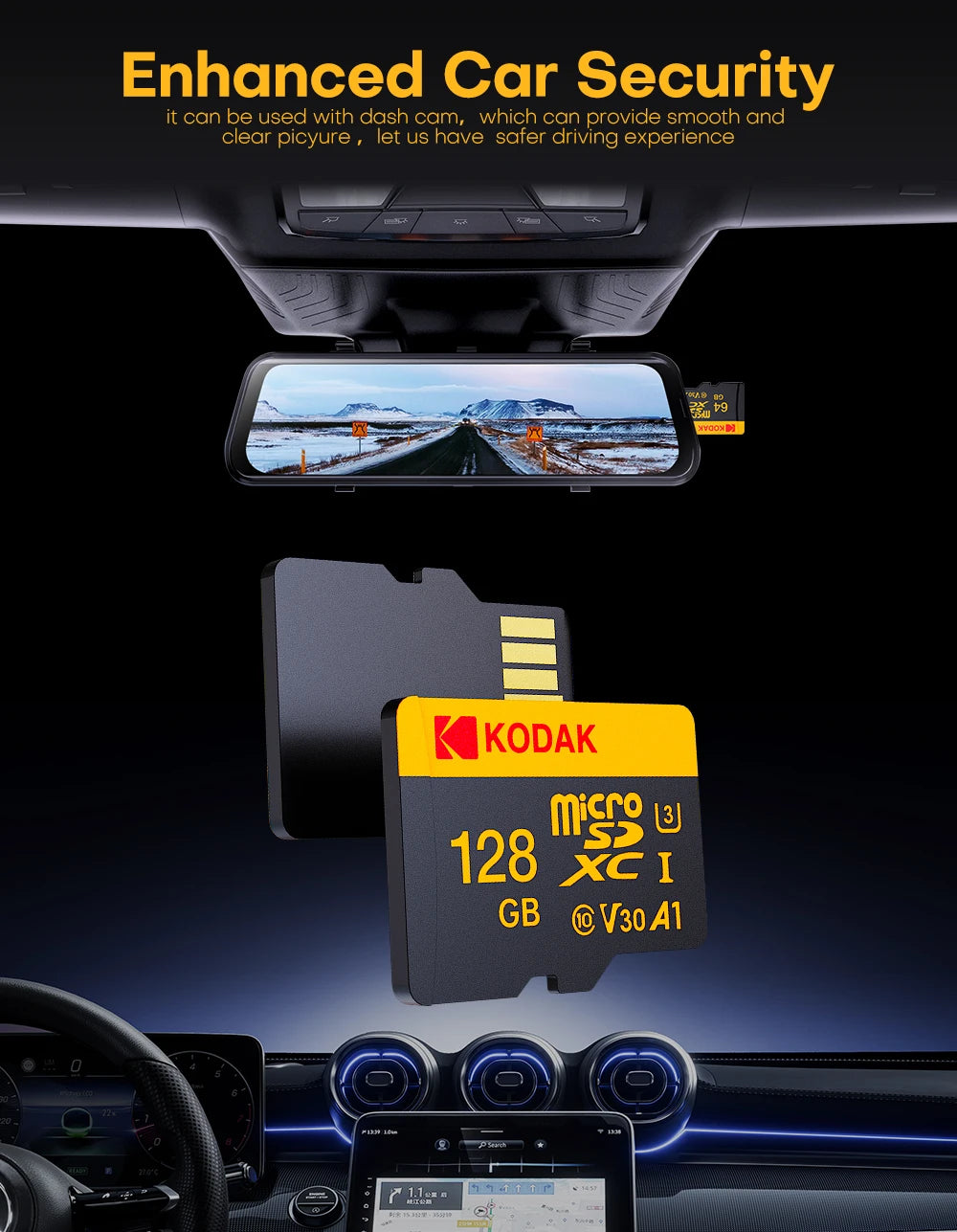 KODAK 100% Original Micro sd Card 16GB 32GB 64GB 128GB 256GB Microsd Memory Card Class10 SDXC U3 4K TF Card for Drone Phone