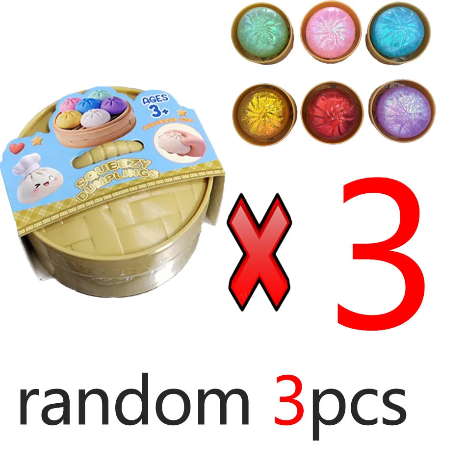 Glitter dumpling squishies Glitter Dumpling Squishy with Box Dumplings Sensory Dumpling Pressure Toy for Stress Relief