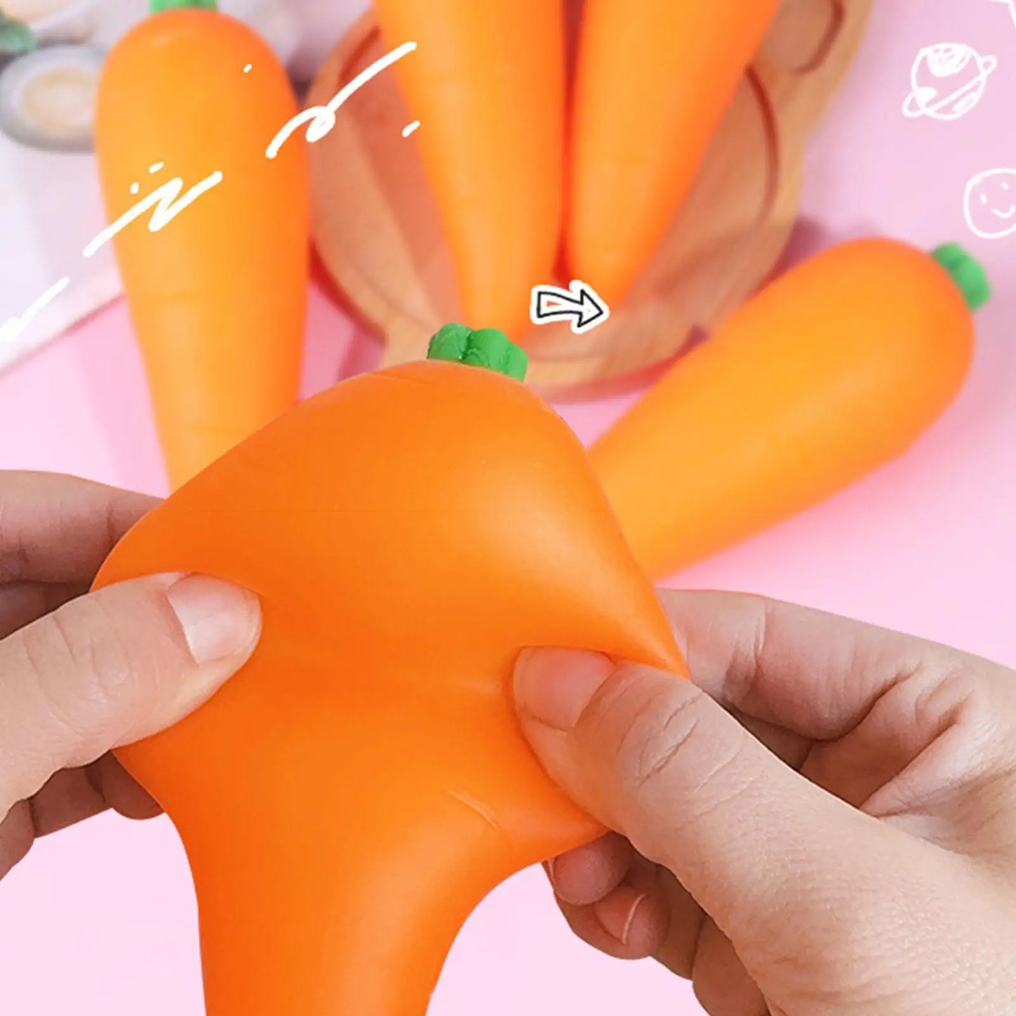 Carrot Vegetable Stress Toy Sensory Toys Squishy Stress Reliefing Pinch Toy Fidget Decompression Sensory Toy for  Adult Gift