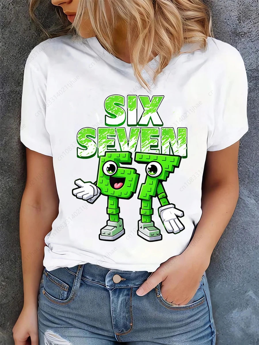 Funny 67 Brainrot Women T Shirts for Laddy Six Seven Brain Rot T-Shirt Party Tshirt for Girls T shirt for Woman Tops Tees