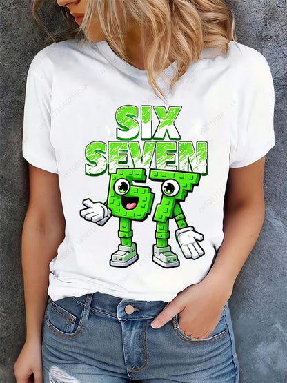 Funny 67 Brainrot Women T Shirts for Laddy Six Seven Brain Rot T-Shirt Party Tshirt for Girls T shirt for Woman Tops Tees