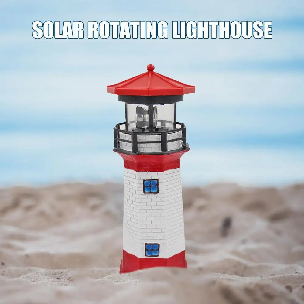 Lighthouse Shape Solar LED Light Garden Fence Yard Outdoor Adornment Smart Sensor Beacon Rotating Lamp Solar Light Decor