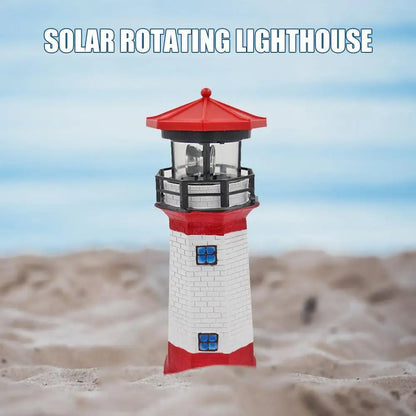 Lighthouse Shape Solar LED Light Garden Fence Yard Outdoor Adornment Smart Sensor Beacon Rotating Lamp Solar Light Decor